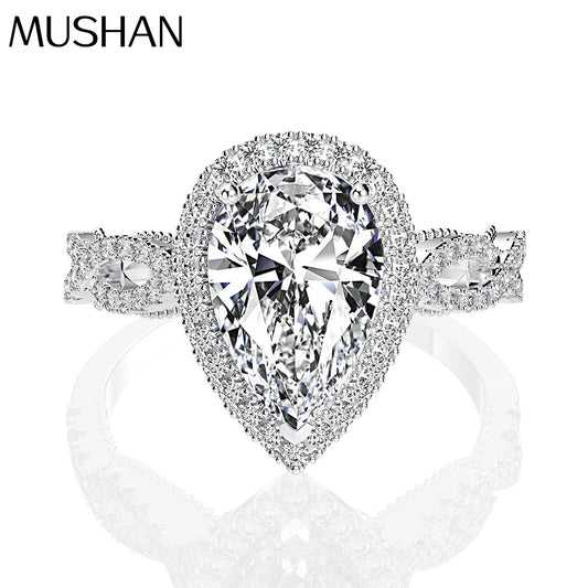 MuShan Jewelry Factory High Quality s 925 Sterling Silver Rings for Women 8*12 High Carbon Diamond Ring 2 Carat Ring Jewelry