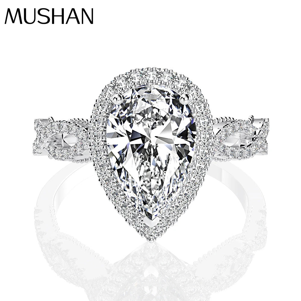 MuShan Jewelry Factory High Quality s 925 Sterling Silver Rings for Women 8*12 High Carbon Diamond Ring 2 Carat Ring Jewelry
