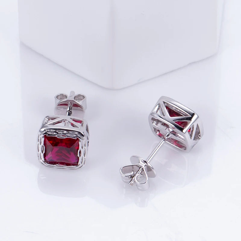 Lab Grown Diamond  Solitaire Diamond Engagement Earrings Ruby Lab Grown Diamond  Earrings