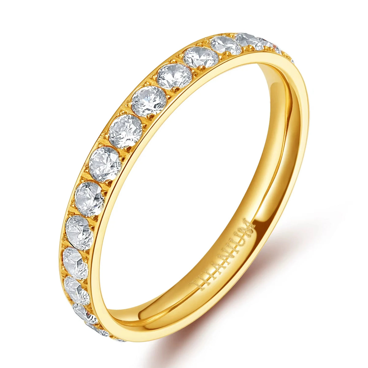 Colorful Classic Eternity Bands 3mm Titanium Silver Plated for Women Factory Price Stylish Cubic Zircon Wedding Rings Waterproof
