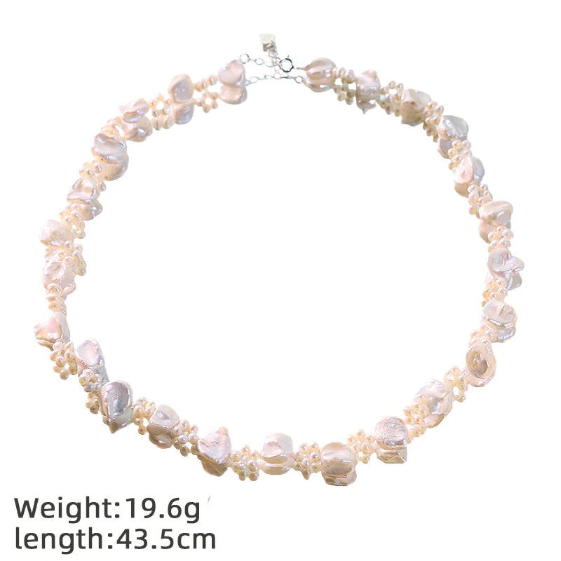 GLSEEVO  Natural Freshwater Pearl Flower Jewelry Set for Women Wedding Engagement Floral Pearl Necklace Bracelet Fashion Jewelry