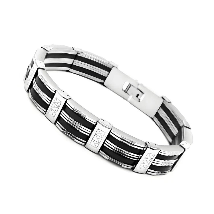 Korean Style Silicone Wristbands 316l Premium Stainless Steel Jewelry. Bangles Chain Hand Bracelet for Men ALN26031490