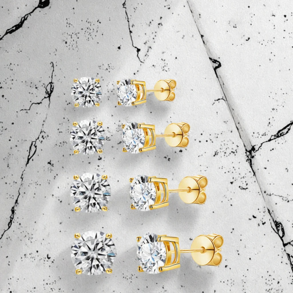 S&S Titanium Zircon Stud Earrings – Asscher Cut – Collection