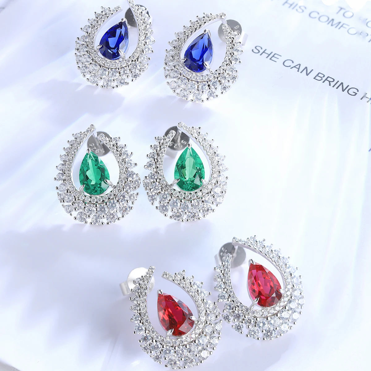 ArtistA Luxury Fancy Design Earring Women Jewelry Lab Gemstone Classic S925 Silver Women Birthday Gift Classic Earring Stud Set