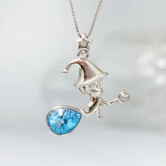 Gioiellieri Natural Swiss Blue Topaz Pendant S925 Sterling Silver Necklace for Women Fine Jewelry December Birthstone Anniversary Gift New