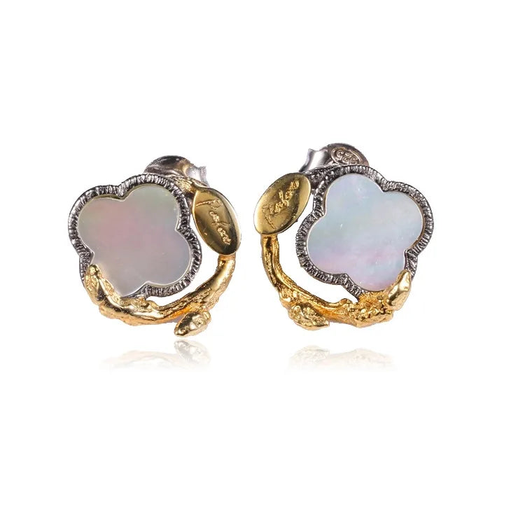 Latest Fashion Clover White MOP 925 Sterling Silver Earrings