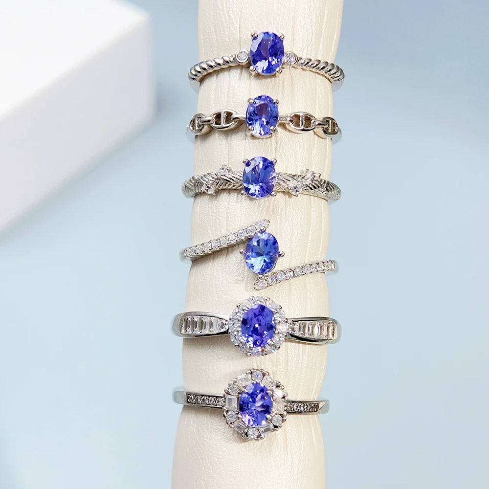 Low Price Natural Tanzanite S925 Silver Ring for Women Luxury Genuine Blue Gemstone Jewelry December Birthstone Party