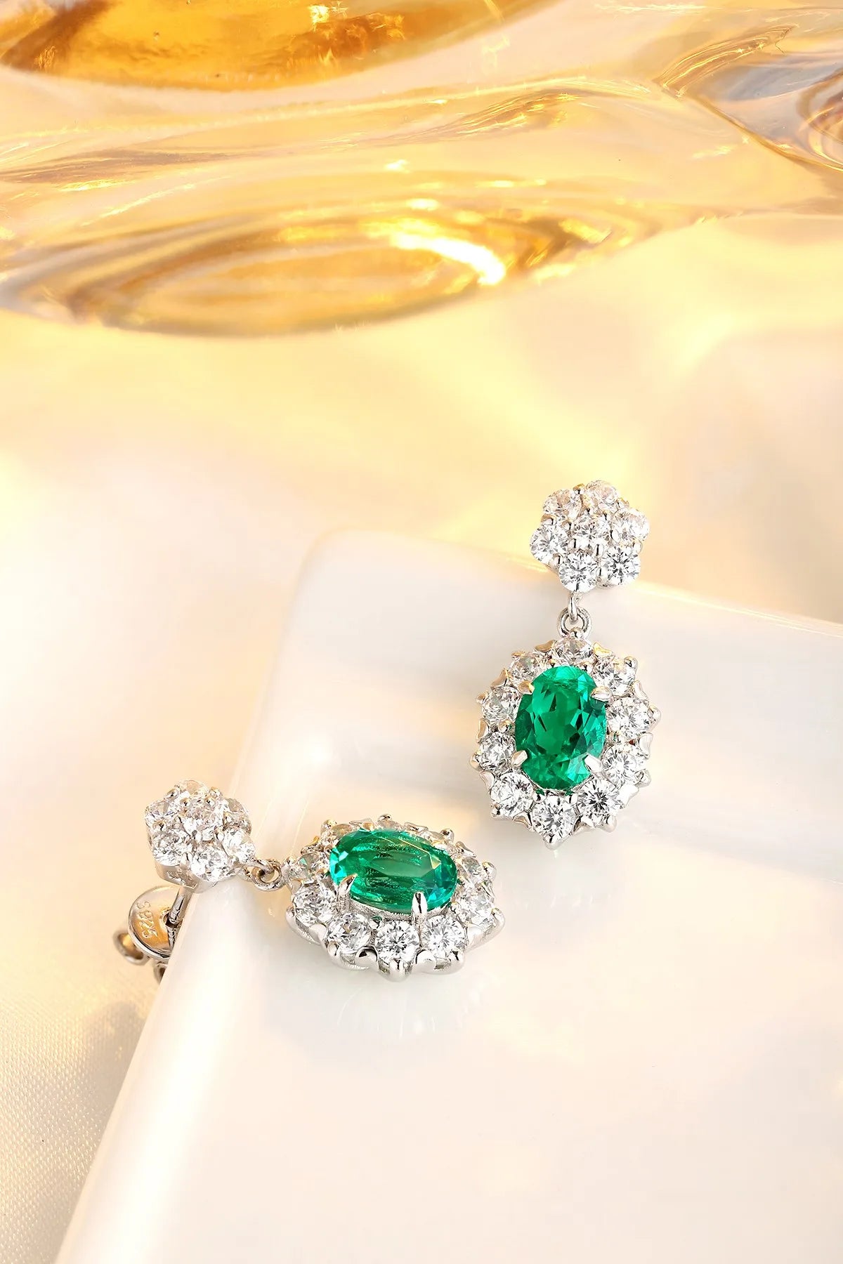 Gemfiori Anster High Quality S925 Lab Grown Emerald Earring Stud Dainty Gemstone Stud Earrings for Women Daily Wear Gift