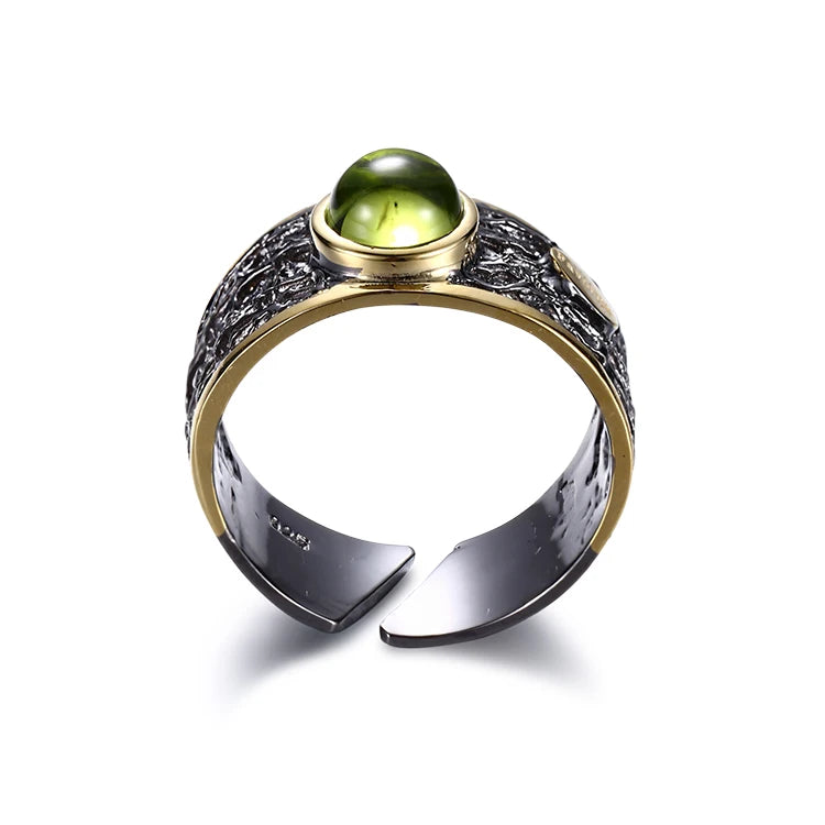 Gold Plated Antique Amethyst Jewelry Ring with Black Gold Plated