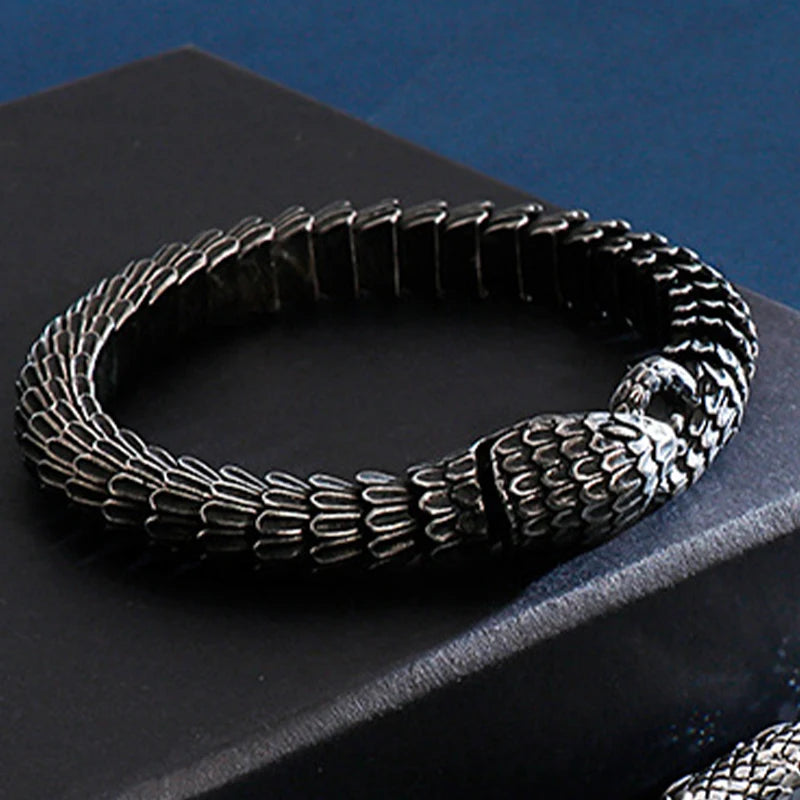 REBEL New Gothic Geometric Chain Link Men's Stainless Steel Bracelet Snake Lion's Head Skull Tarnish Free Waterproof Hip Hop Micro