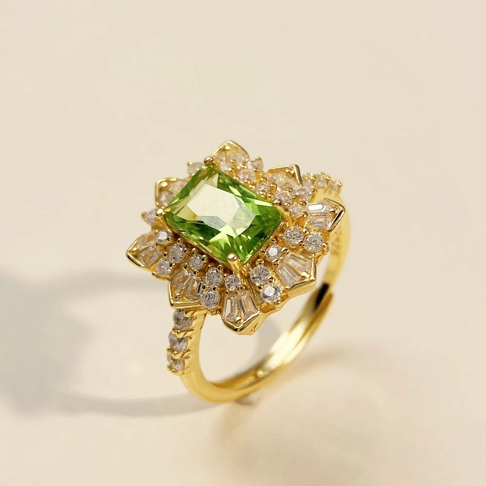 Gioiellieri Natural Peridot Ring S925 Sterling Silver for Women Genuine Green Gemstone Fine Jewelry August Birthstone Anniversary Gift