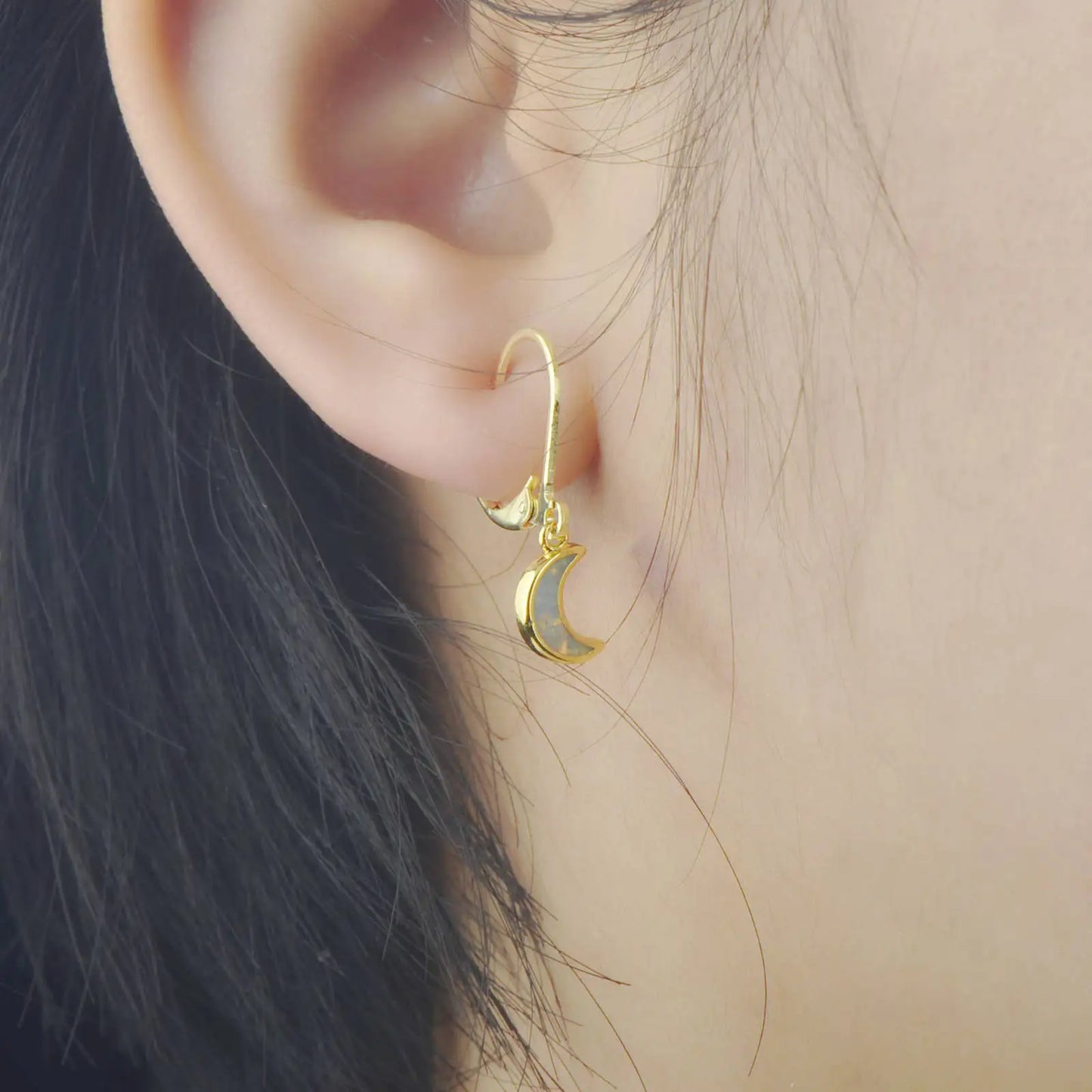 Wish Trending Star Moon Brass Christian Bohemian Style Dainty White Opal Pendant Earrings for Women
