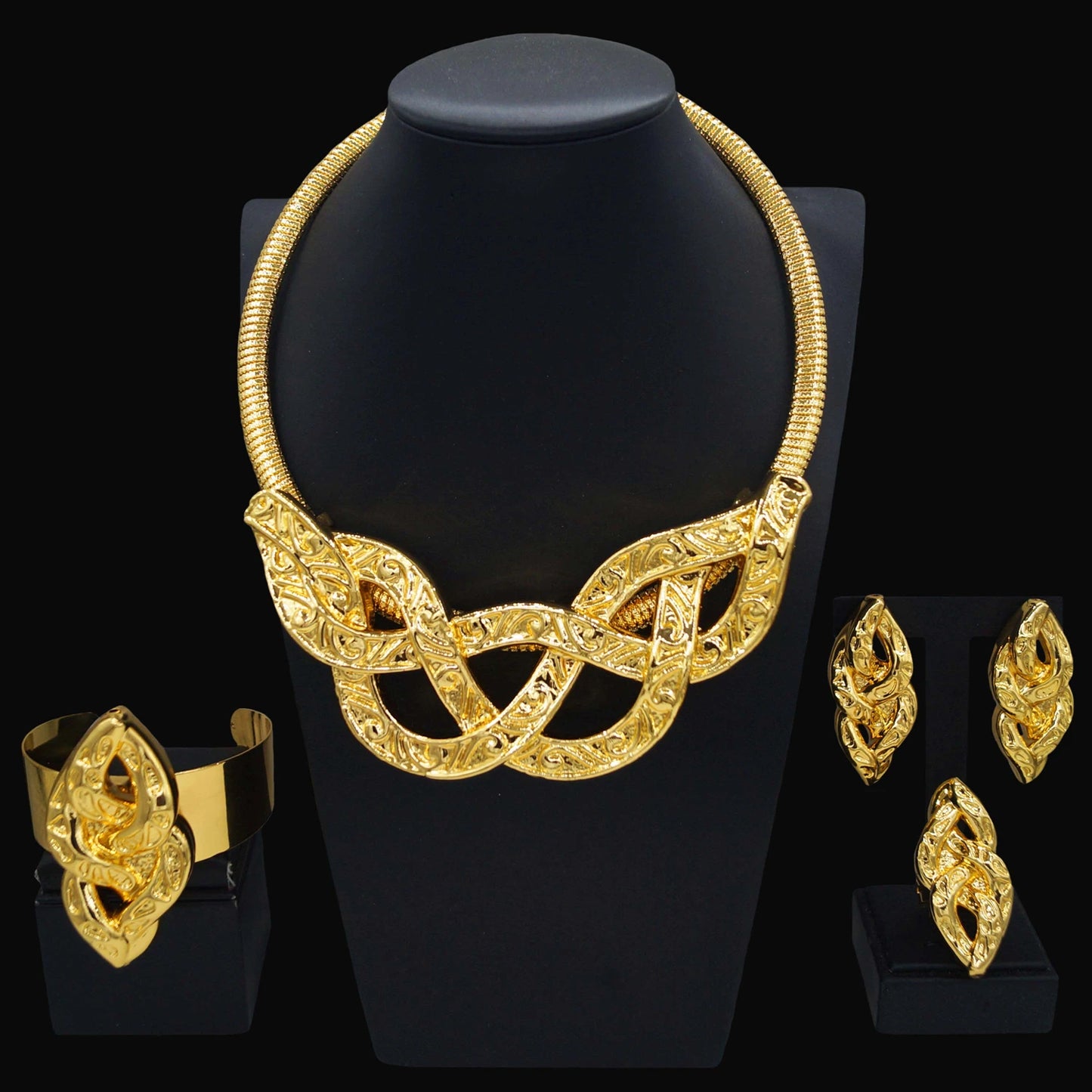 Zhuerrui Luxury Fashion Women's Jewelry Set Gold Plated Chain Classic High-End Dubai Wedding Accessories With Hand GiftsHK005822