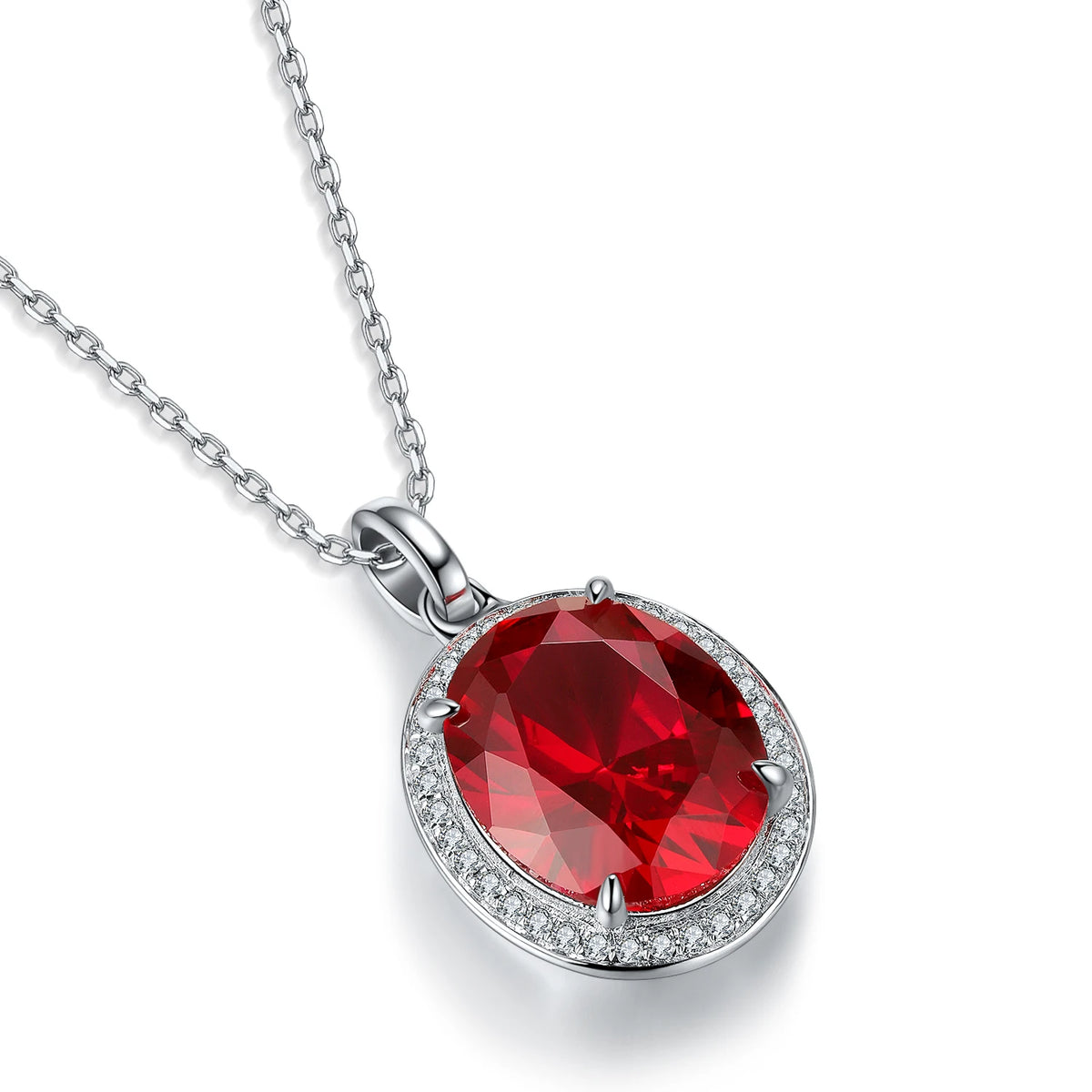Gemfiori Custom Women Fine Jewelry Simple Lab Grown Ruby Diamond GIA IGI Certified Necklace