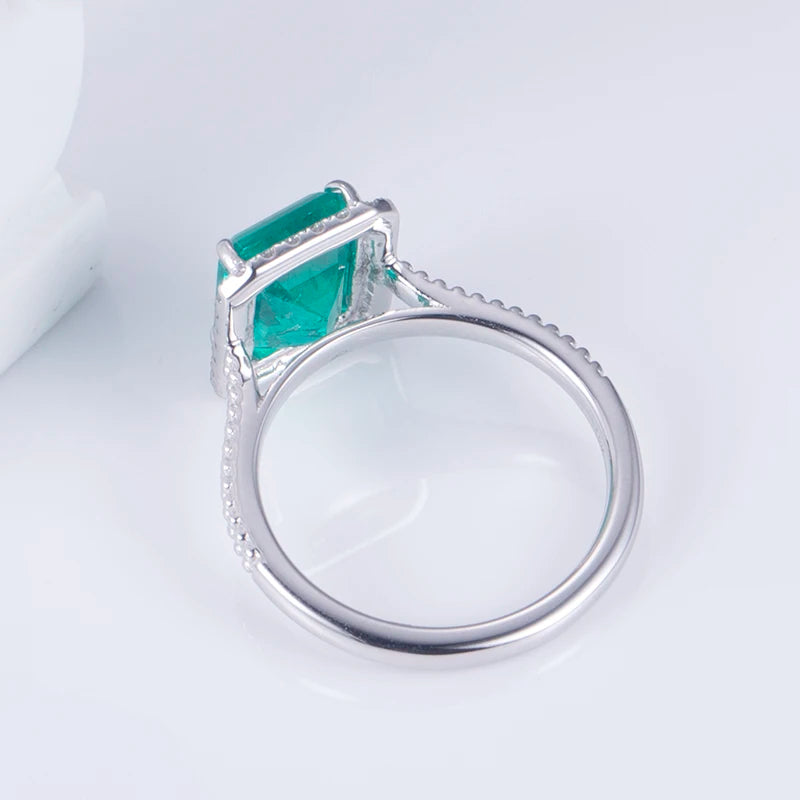 MS-608 18k Gold Custom  Women  Fashion 7*9mm Emerald Cut Emerald Halo Ring