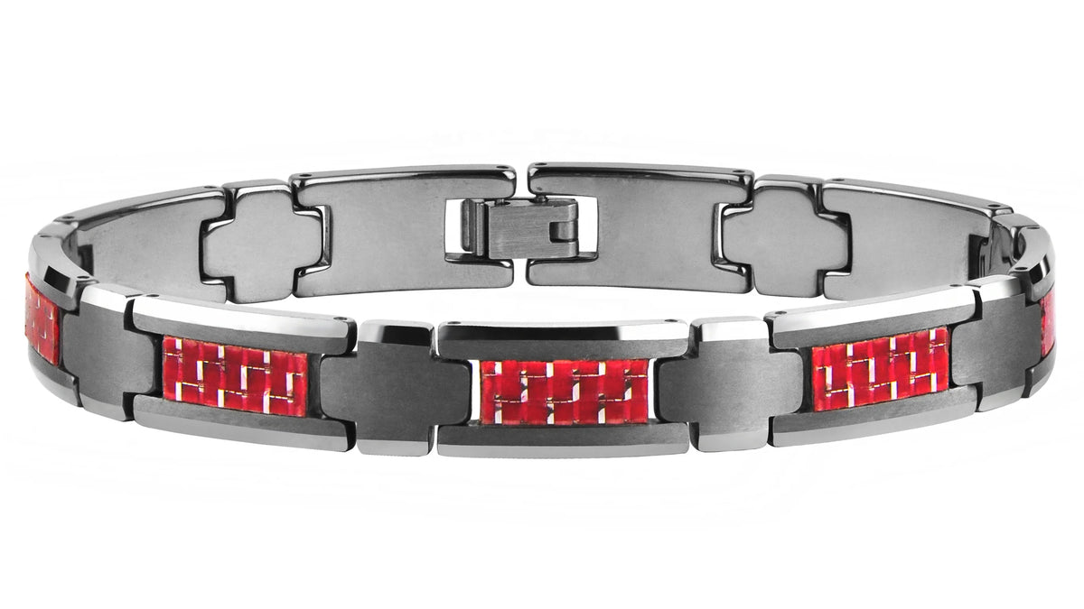 Fashion Men's Tungsten Carbide Magnetic Bracelet with Wood Inlay
