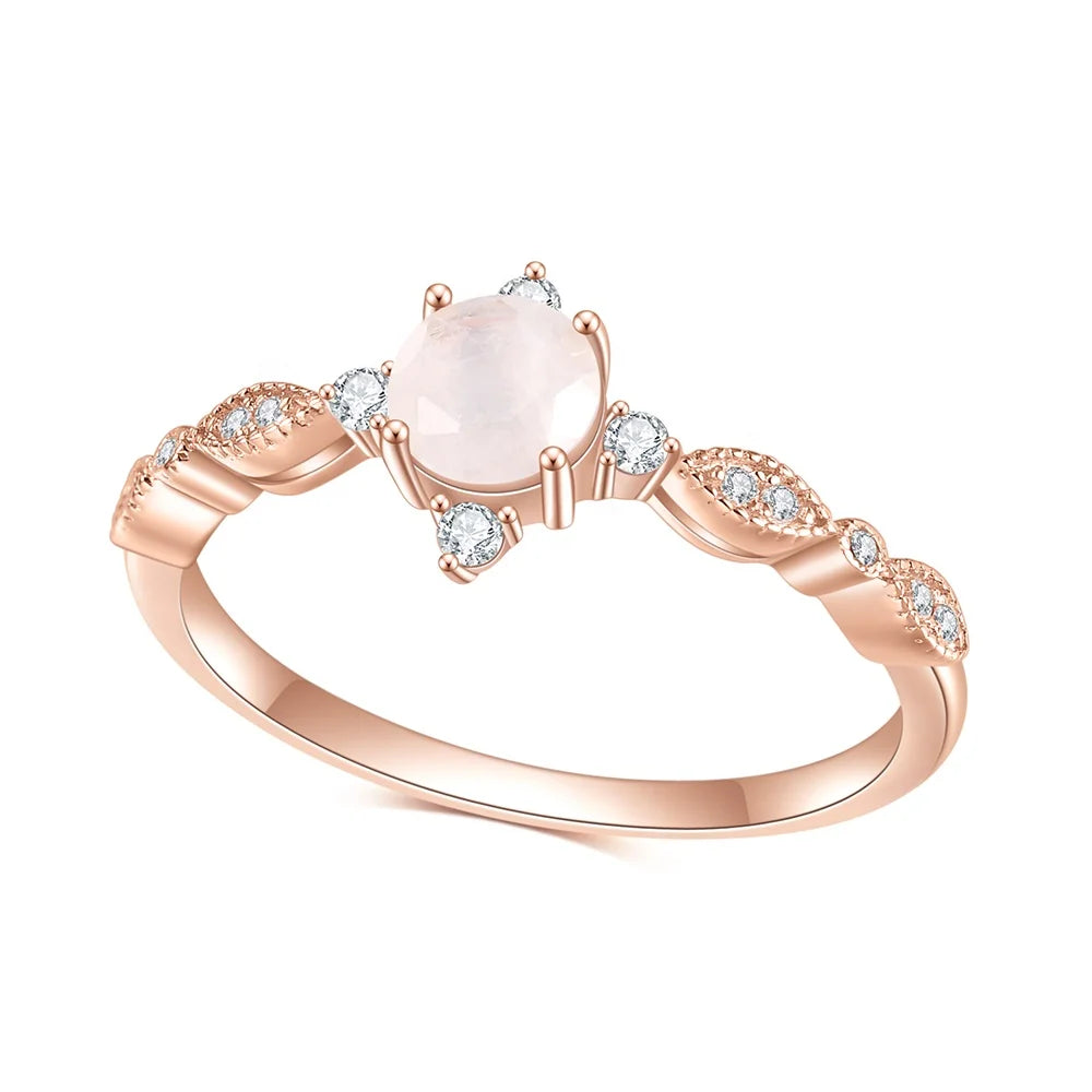 ArtistA Abiding Fine Jewelry Delicate Fashion Rainbow Milky Moonstone Gemstone Ring Jewelry for Women