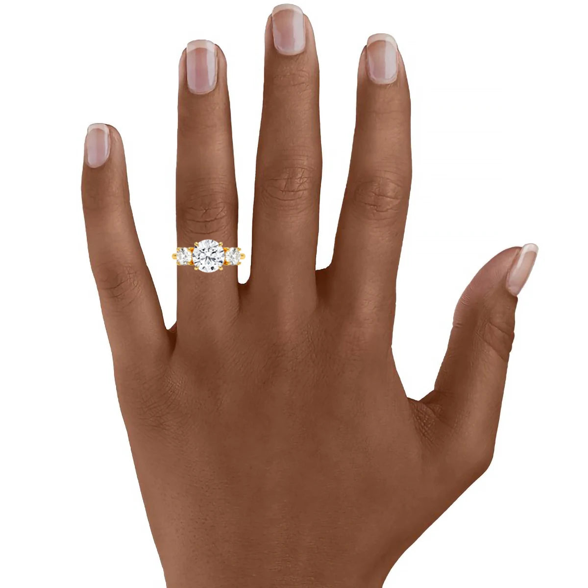 Gioiellieri Fine Jewelry Manufacturer Women Anillos Valentine's Day Gift Classic 4 Prong 3 Stone Moissanite Hollow 14K Gold Ring
