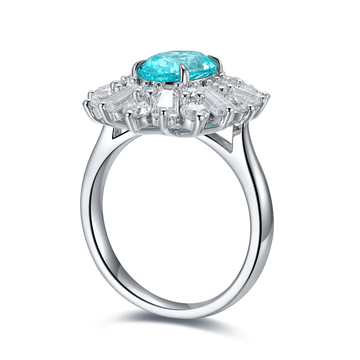 Gemfiori High Quality Lab Grown Paraiba Ring for Women Girls Jewellery Finger Jewelry 925 Sterling