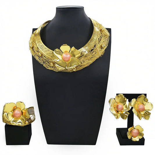 Italian Jewelry Set Alloy Brazilian Jewelry Sets Wedding Party Pendant Spiral Necklace Bracelet Ring Earrings Jewelry Set MY207