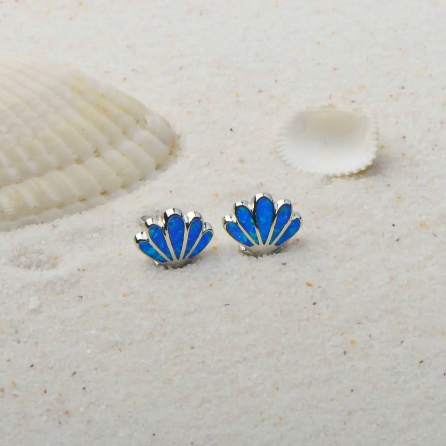 Vibrant Butterfly Opal Shell Earrings - Blue Fire Opal Wings & Sleek Frame Design | Whimsical Daily Jewelry Bulk Gifts