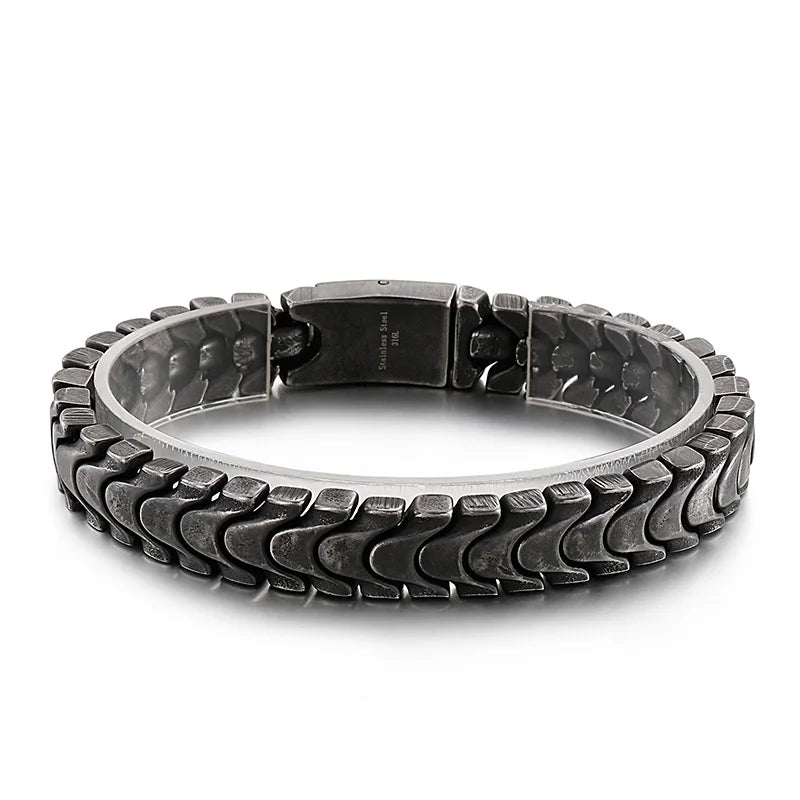 KALEN Trendy Fine Jewelry Fashion Bracelets Men Stainless Steel Snake Bone Links Bracelet Bangle