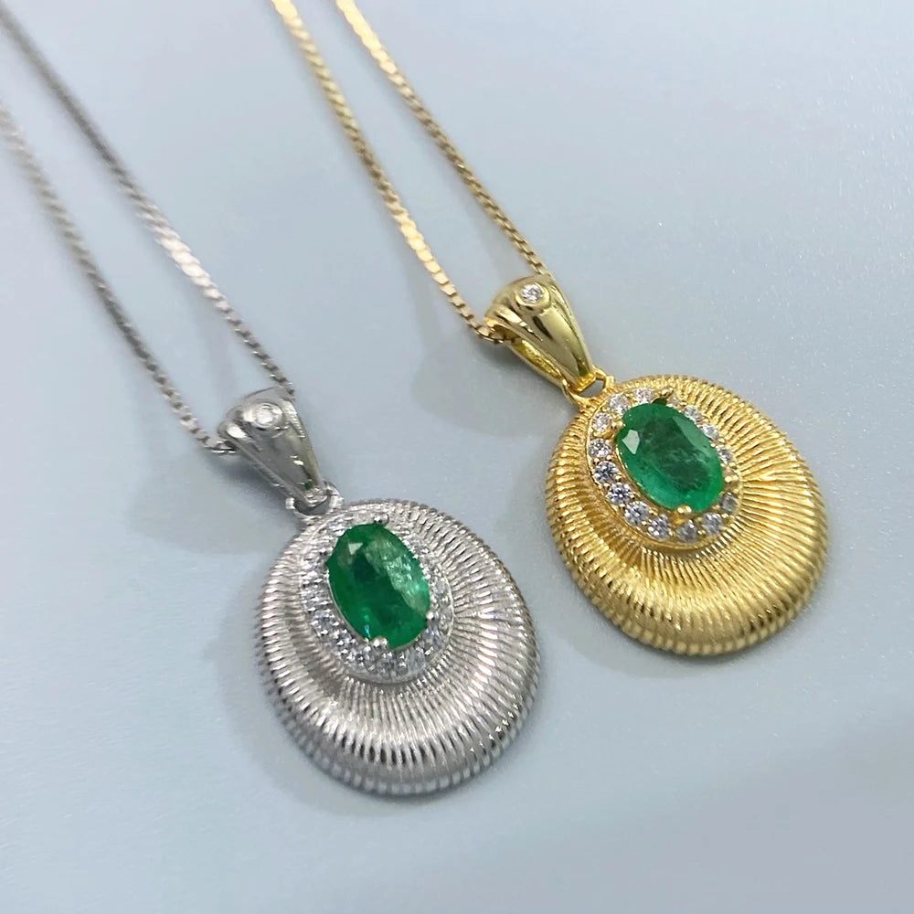 Gioiellieri Real Emerald Pendant Necklace with Natural Green Gemstone 925 Sterling Silver for Women May Birthstone Fine Jewelry Fashion Gift