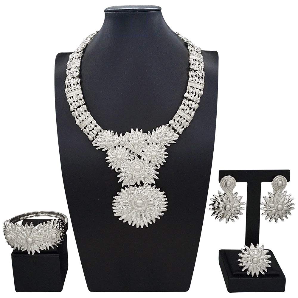 Zhuerrui's Latest Luxurious Gold-plated Jewelry Four-piece Set, Exquisite and Textured Designer Jewelry, African Wedding Gift