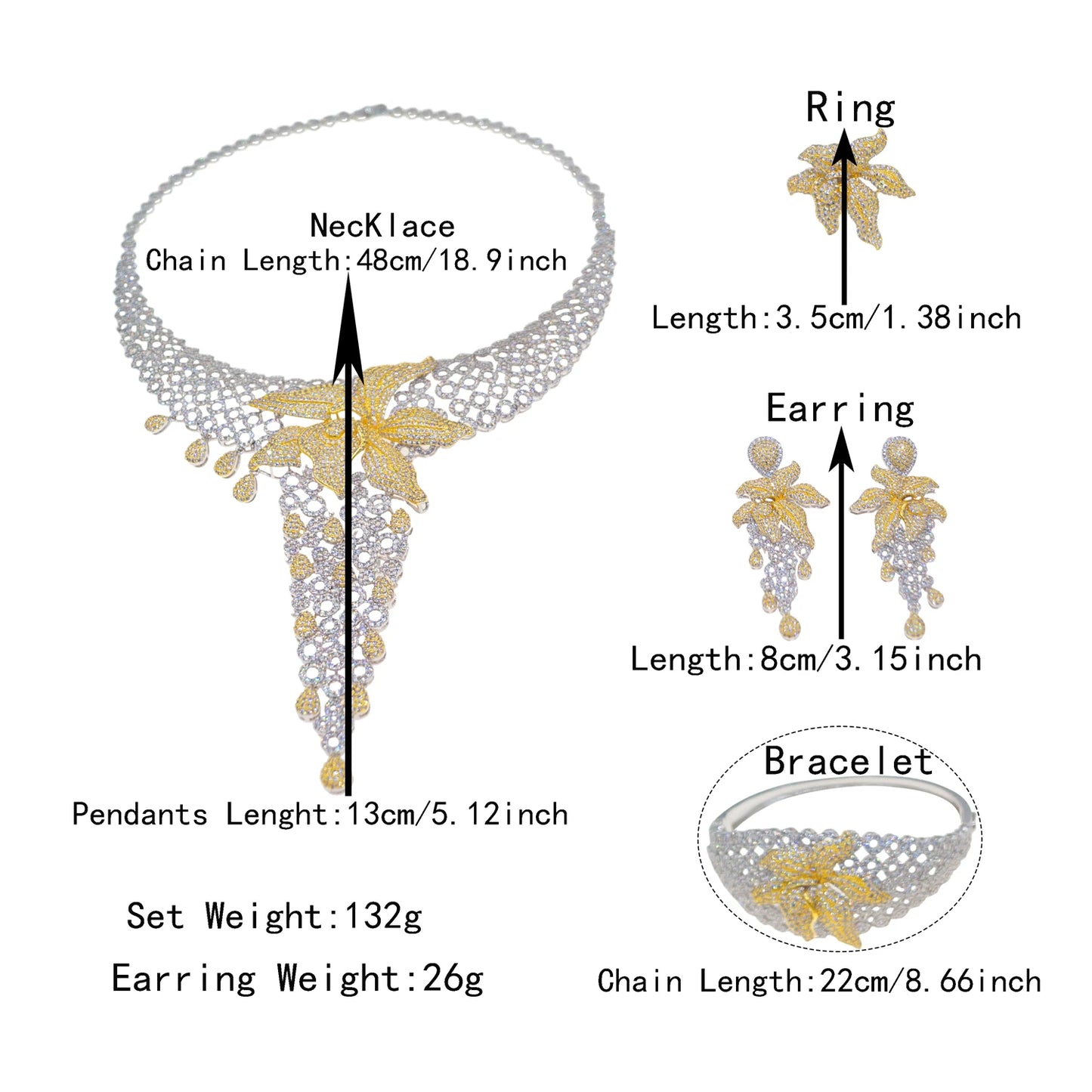 Zhuerrui New Design Sense Jewelry Set American High-end Diamond Series Ladies Classic Inheritance Wedding Four SetsHZ250003