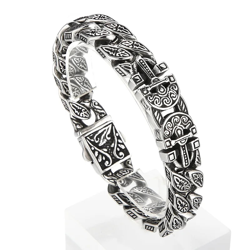 KALEN Gothic Ankh Cuban Links Bracelet – Silver
