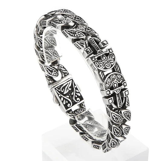 KALEN 220mm Gothic Stainless Steel Egyptian Symbol Ankh Cuban Links Bracelet