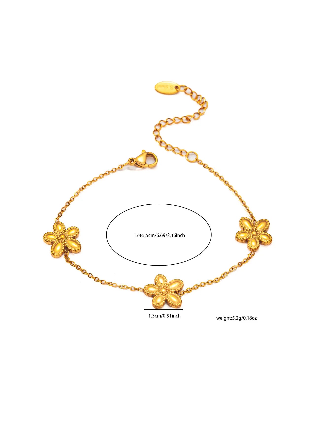 Hot Sell Fashion Stainless Steel Gold Flower Necklace and Bracelet Set Women Gold Jewelry Set