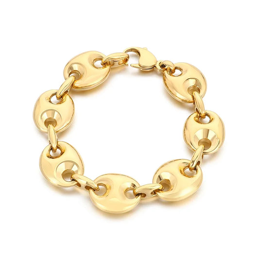KALEN Unisex Fine Jewelry Fashion Bracelets Punk Stainless Steel Vintage Pig Nose Links Bracelet Women