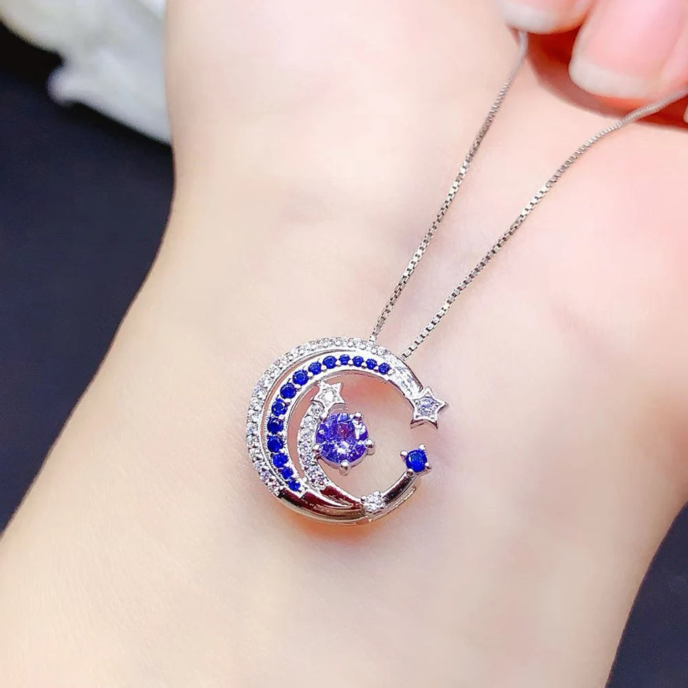 Gioiellieri Hot Popular 925 Sterling Silver Luxury Bohemian Bridal Wedding Natural Tanzanite Necklace Gold Plated Party Gift Jewelry