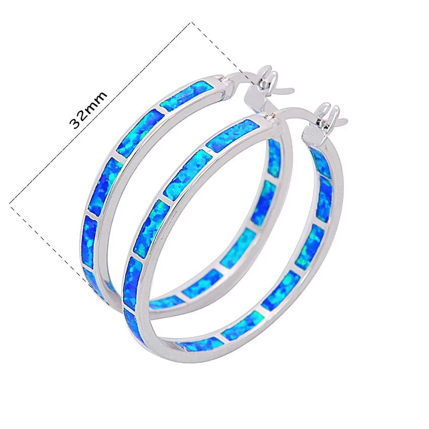 Elegant Aobao Women's Brass Geometric Bohemian Christian Drop Earrings Silver Plated Opal 30mm Multi-Hue Design Dainty Gift