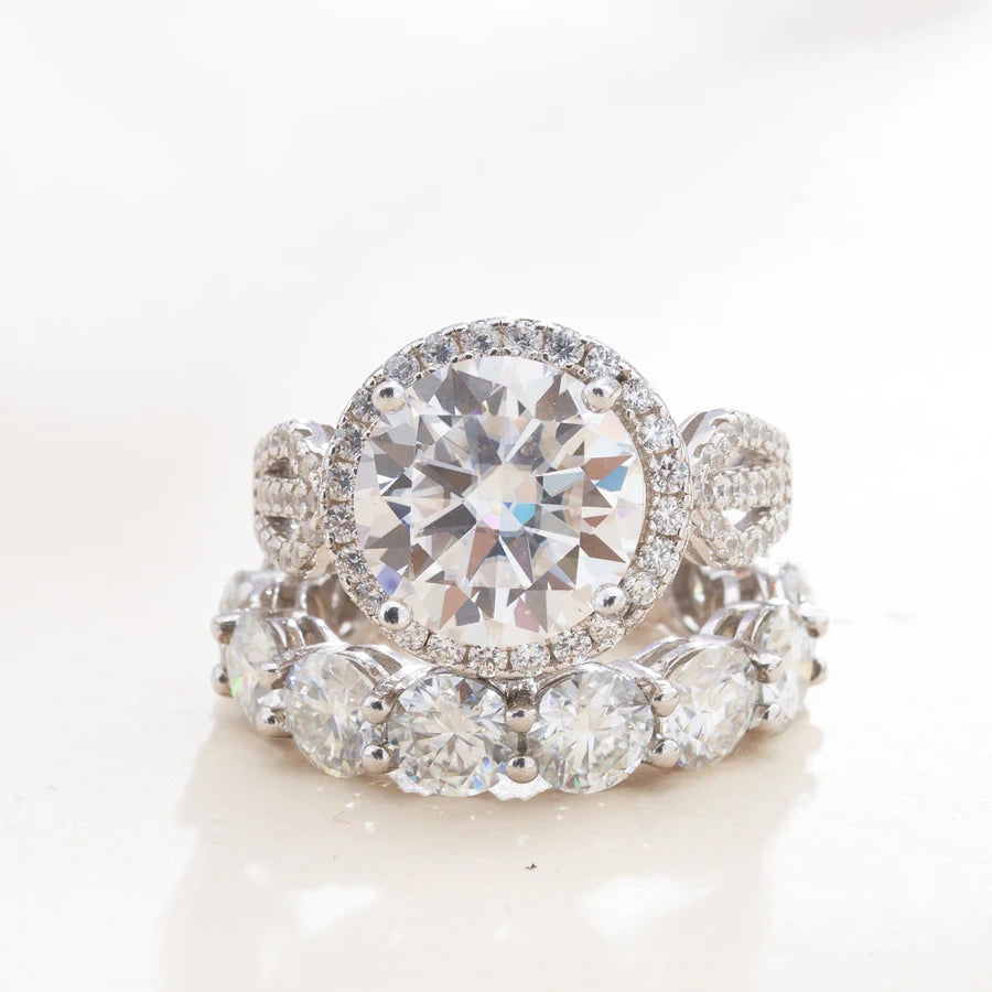 Wholesale Fine Luxury Jewelry Women Red Rings with 12 Carat GRA Certificate Big diamond Moissanite 925 Sterling Silver Ring Sets