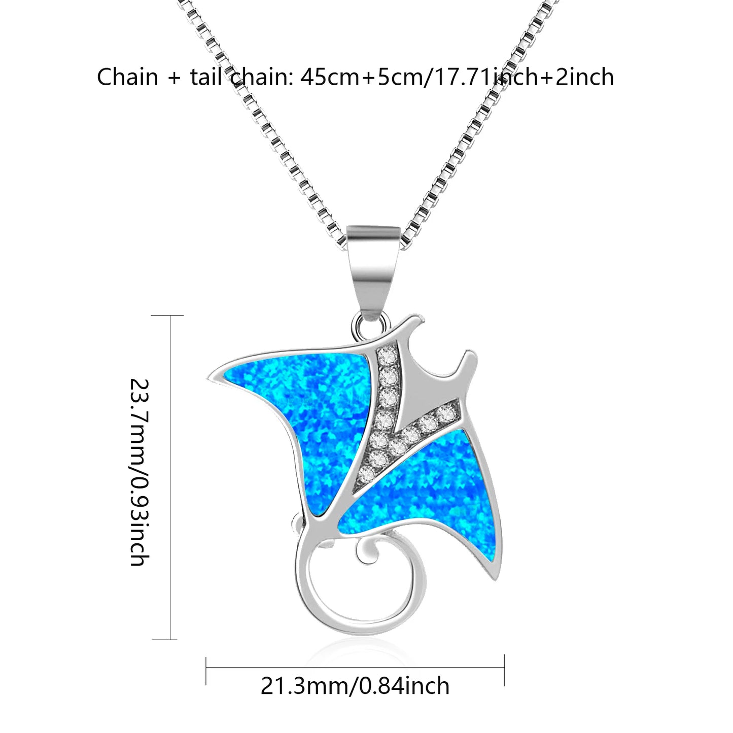 Marine Animal Pendant Necklace Aobao Opal Inlaid Crystal Accent Fashion Jewelry