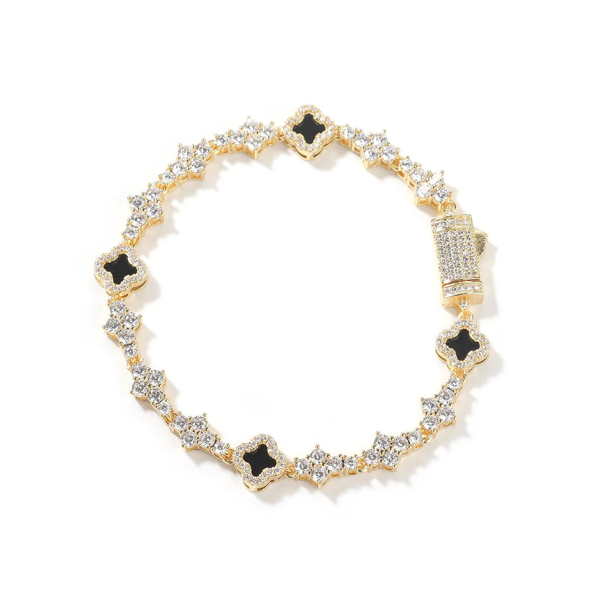 New Arrival Jewelry Iced Out Cross Chain Bracelet Four Leaf Clover Shell Pearl Bracelets for Anniversary Gift Party Jewelry