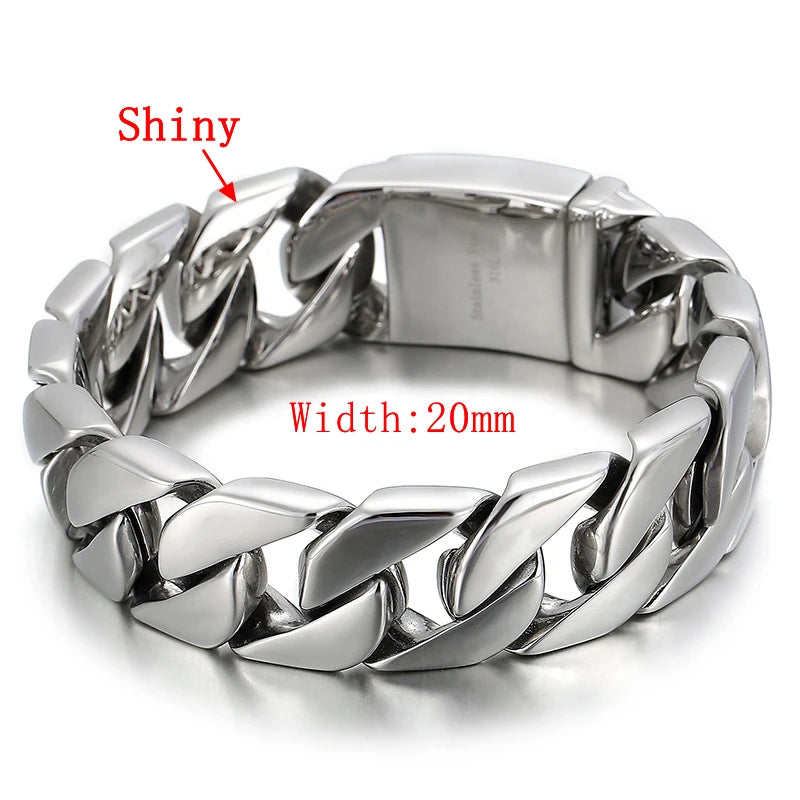 KALEN 20mm Miami Bracciali Peruviani Stainless Steel Cuban Hiphop Chain Link Bracelet