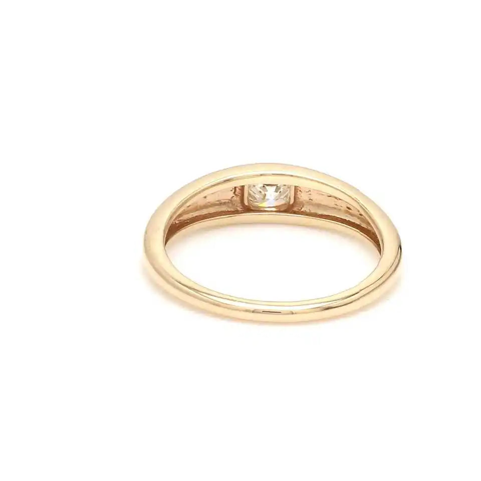 14Kt Solid Gold Natural Cushion Cut Diamond Rhodium Plated Mini Signet Ring Women Flush Setting Certified Wedding Engagement