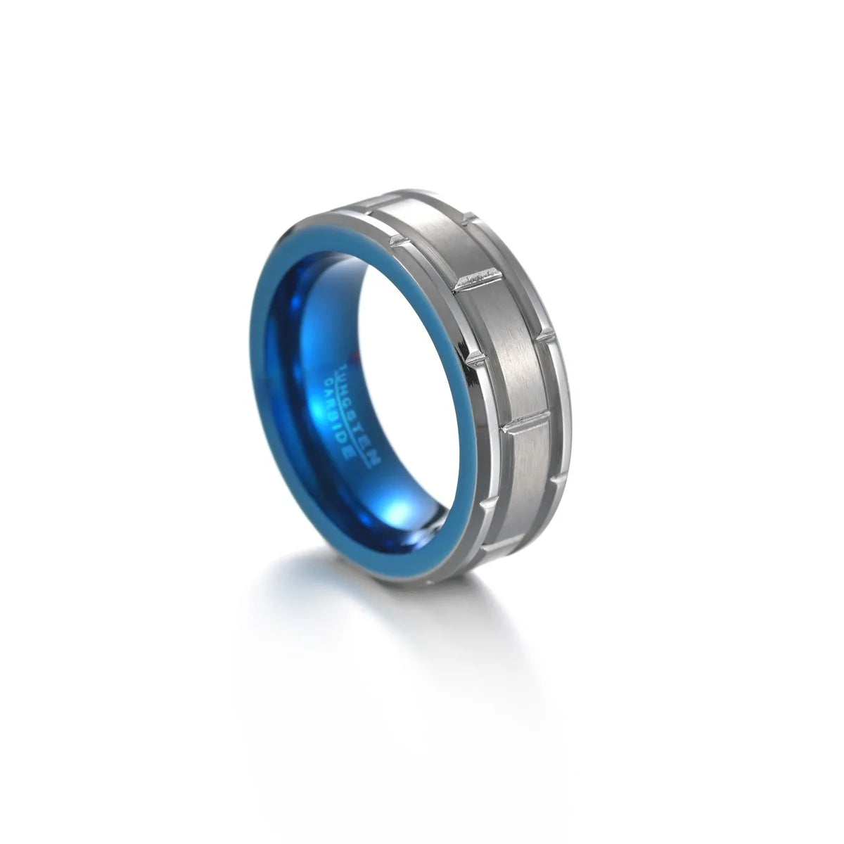 Men's Classic Blue and Steel Tungsten Gemstone Ring Third Party Certified for Engagement