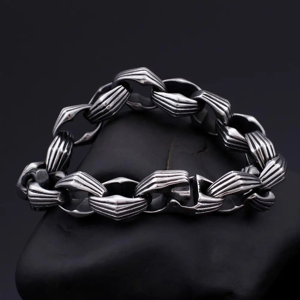 KALEN Punk 22cm Link Chain Stainless Steel  Bracelets for Men