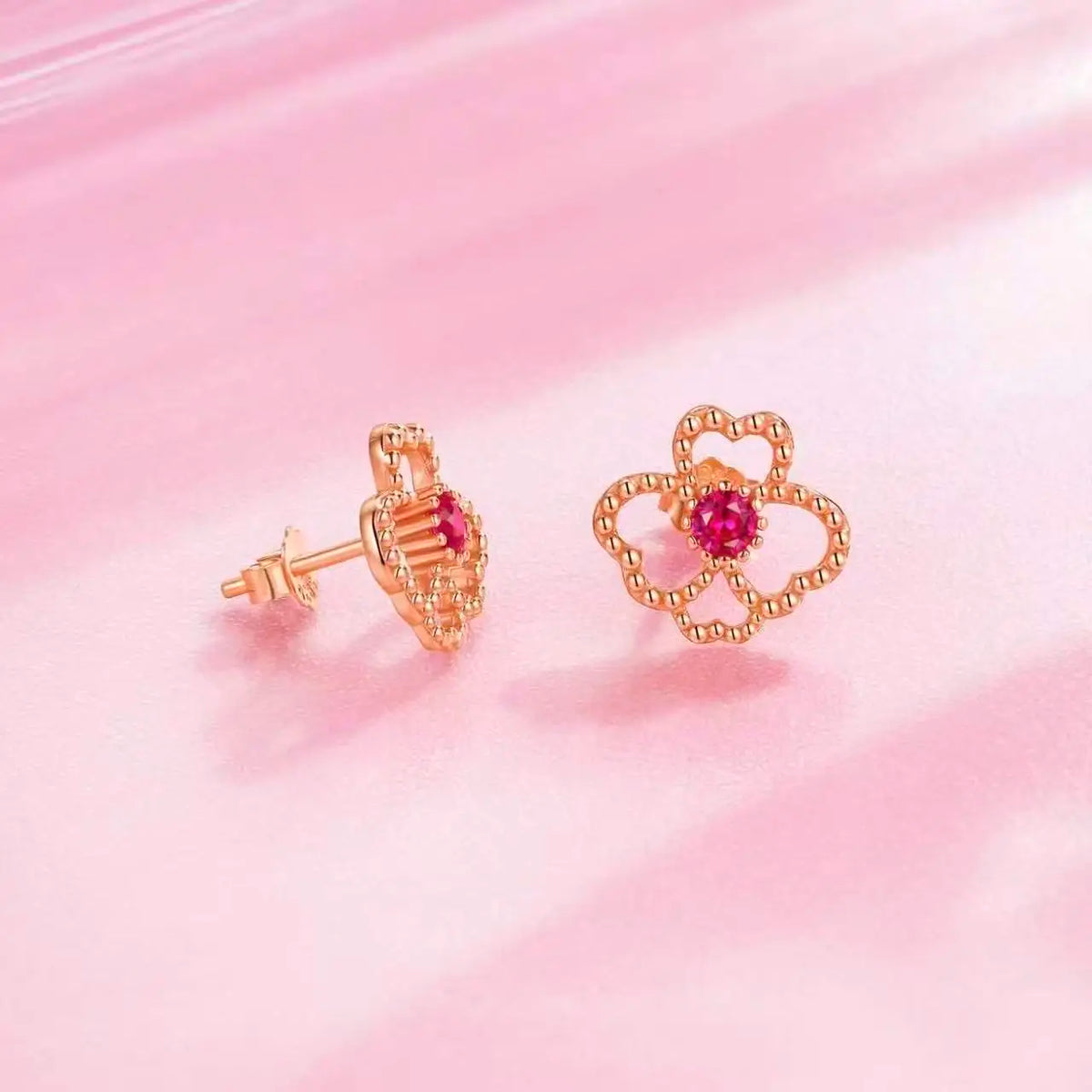 S&S 925 Silver Red Corundum Jewellery Set | Rose Gold Plated | Ring, Necklace & Earrings | GRA Certified