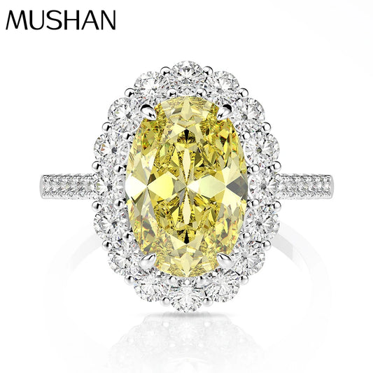 MuShan Jewelry Factory European and American S925 Silver 3 Carat Pigeon Egg 8*12 High Carbon Diamond Ring Luxurious Diamond Ring
