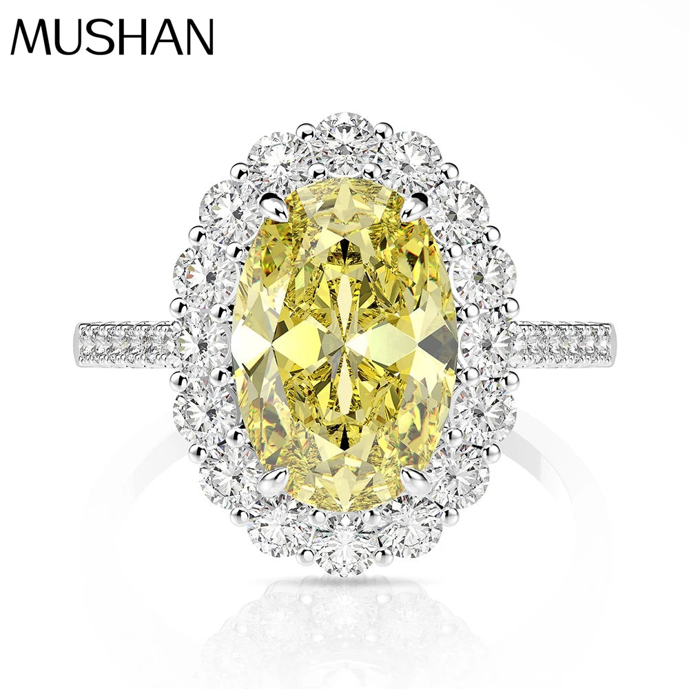 MuShan Jewelry Factory European and American S925 Silver 3 Carat Pigeon Egg 8*12 High Carbon Diamond Ring Luxurious Diamond Ring
