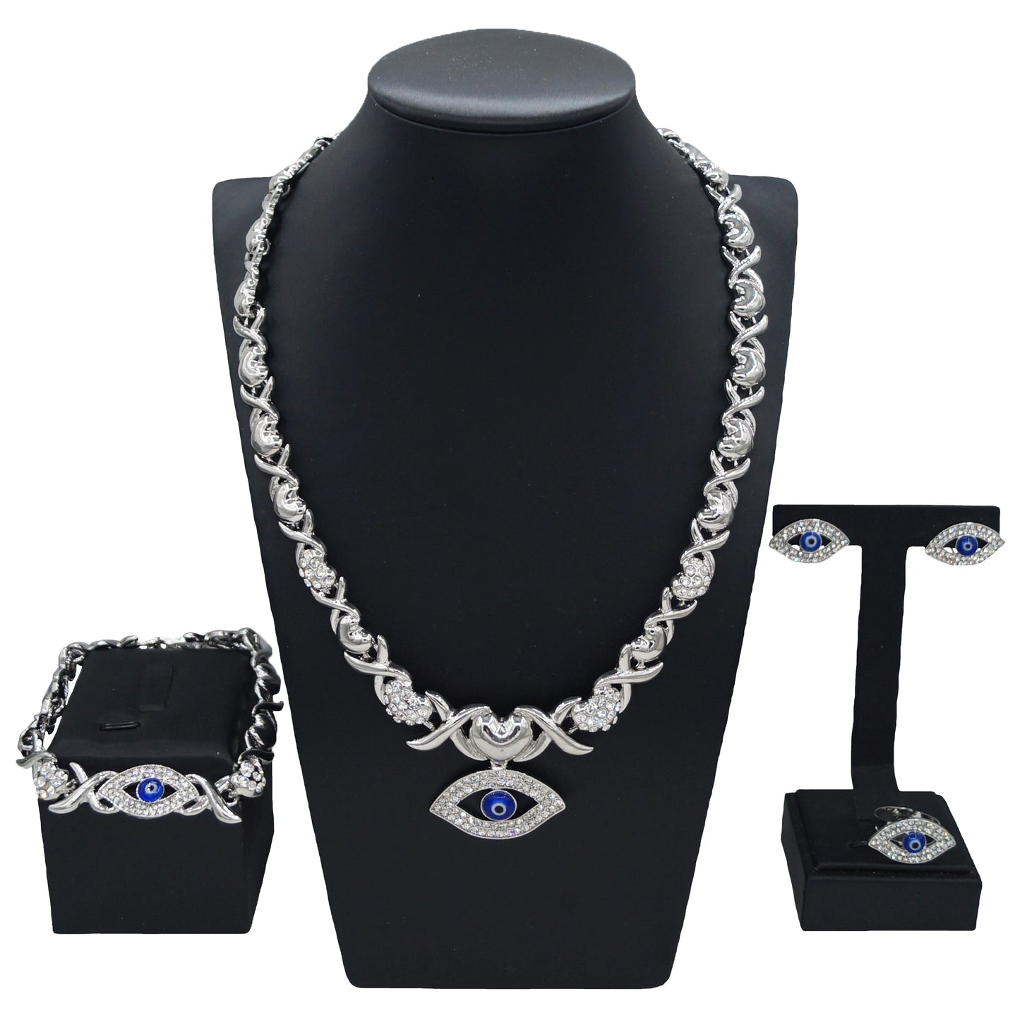 Zhuerrui Hot Selling Eye Picture Necklace Set Dubai Ladies Popular Gold Jewelry Set American Wedding Party Accessories X0201