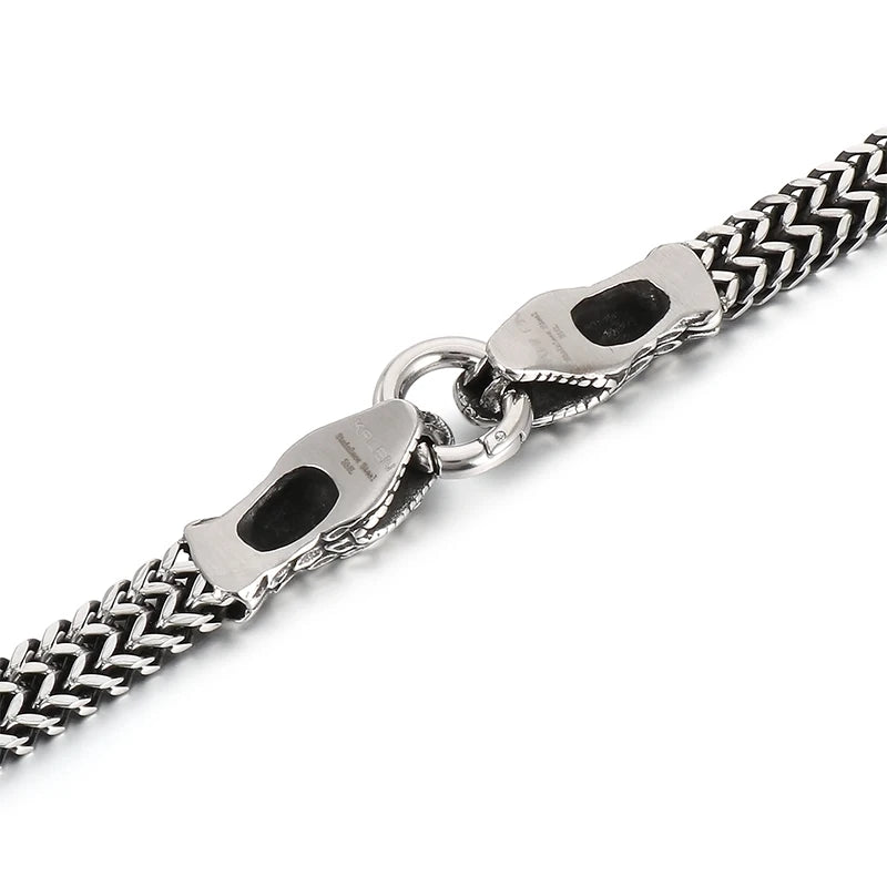VIKING Mens Punk Snake Chain Bracelet & Necklace – Silver Stainless Steel