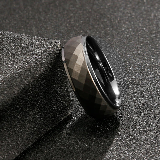 REBEL Multi Sided Tungsten Steel Ring for Men and Women, European and American Niche Couple, Titanium Steel Ring