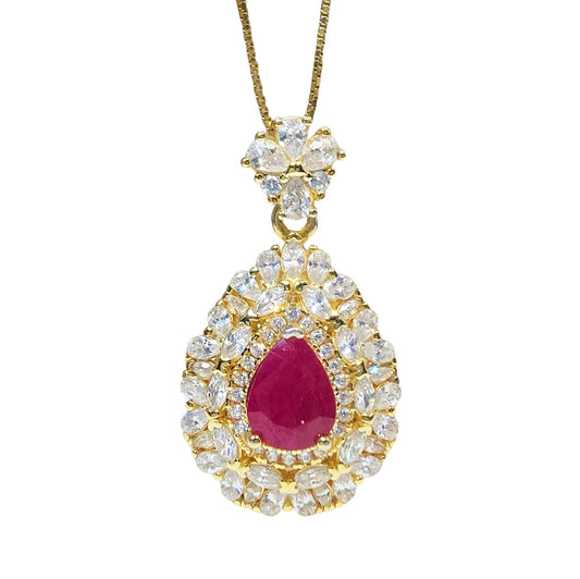 Gioiellieri Ruby Pendant for Necklace with Natural Red Gemstone 925 Sterling Silver July Birthstone Fine Jewelry Luxury Engagement Wedding