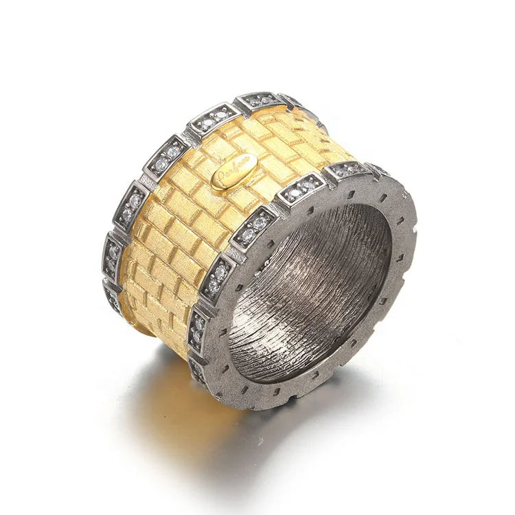Black Rhodium 18k Gold Jewelry Ring 925 Sterling Silver White Zircon Women Ring